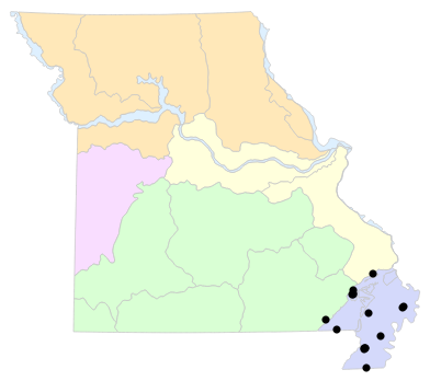 Natural Divisions locality map for Amphiuma tridactylum (Three-toed Amphiuma)