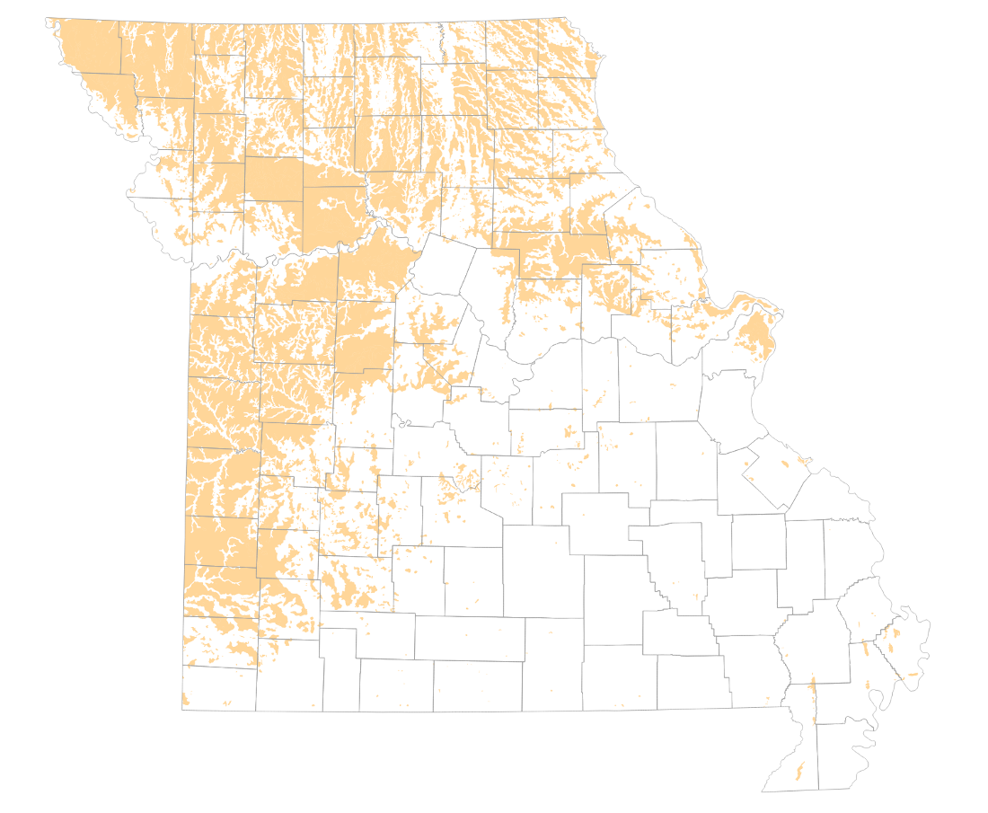 Historical prairie map of Missouri